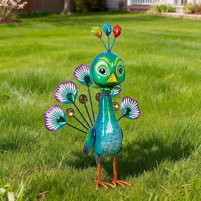 Natelf Metal Statue Peacock Sculpture for Outdoor Garden, Yard, Patio, Lawn & Indoor Home Decor, Peacocks Statues Gift for Women, Mom, Grandma on Mother's Day & Birthdays.