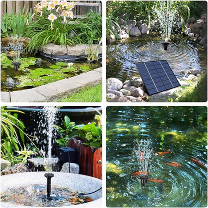 Solar Powered Water Fountain Pump with Panel, DIY Solar Fountain Pump Kit with 8 Nozzles 39 in Spray Height Solar Powered Fountain Water Pump for Bird Bath, Ponds, Garden, Fish Tank (B)