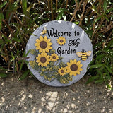 Welcome to My Garden Stepping Stone Outdoor, Butterfly Flower Stone Statue for Garden, Funny Stepping Stone for Yard, Balcony, Patio, Lawn Decorative, Spring in Garden Collection (Daisy)
