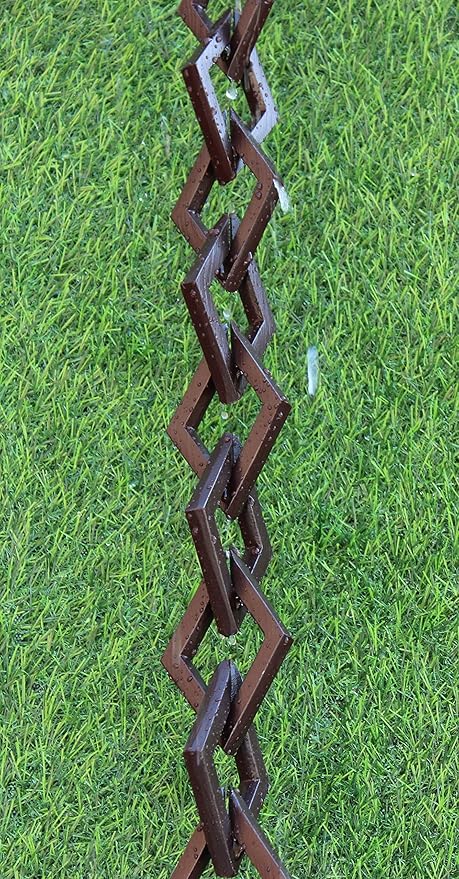 KAM Home Diamond Links Rain Chain with Installation Kit (Brown, 8.5)