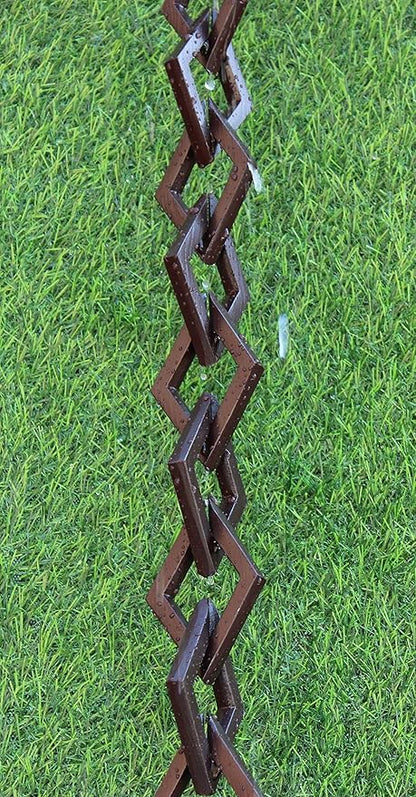 Diamond Links Rain Chain (Bronze Powder-Coat) with Installation Kit (12 Feet)