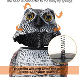 Hausse 3 Pack Bird Scarecrow Mini Fake Owl Decoy Sculpture, 8.26 inch Wagging Head Plastic Small Owl Bird Deterrents, Nature Enemy Horned Pest Repellent for Outdoor Garden Yard