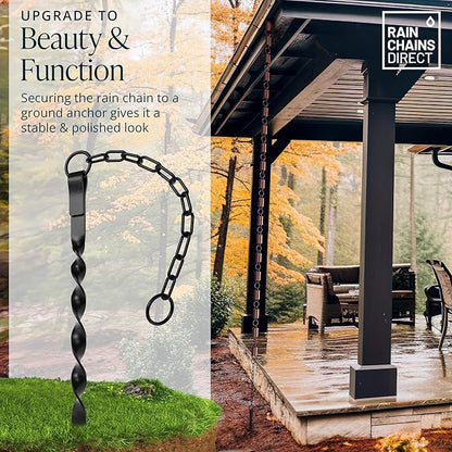 Rain Chains Direct - Rain Chain Ground Anchor/Stake - Aluminum - Black Powder Coated - for Rain Chains