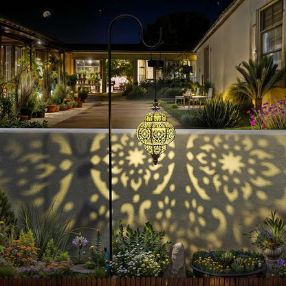 Hapjoy Hanging Solar Lights Outdoor Garden Decor Solar Lantern Waterproof Plastic Moroccan Outdoor Decorations for Patio Pathway Yard Backyard Garden Decorative (1 Pack, Bronze)