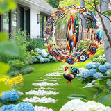 Rooster Wind Spinners, Chicken Gifts for Women Mom Grandma Wife, 12 inch 3D Stainless Steel Hanging Wind Spinners Outdoor for Garden Decorations, Christmas Thanksgiving Birthday Ornament Gifts