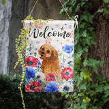 4th of July Golden Doodle Garden Flag Red White Blue Floral Dog Yard Flags Small Memorial Independence Day Banner 12x18 Double Sided for Outside Outdoor Patriotic Decor