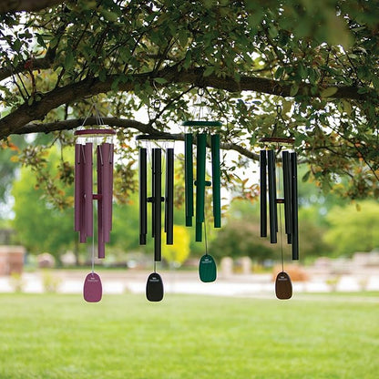 Woodstock Wind Chime Distressed Rose Wind Chime Tuned to Amazing Grace Outdoor Hanging Chime for Porch Patio Garden Décor with Powder-Coated Tubes and Ash Wood Top