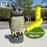 Large Solar Owl with Motion Detector, Flashing Eyes, Spinning Head, Realistic Hooting and Silent Mode, Garden Owl, Outdoor Statue, Decoration for Home, Garden, Patio and Fence