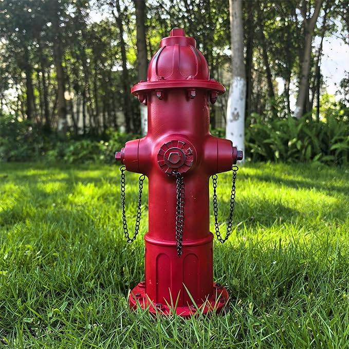 Garden Fire Hydrant Outdoor Statue, Fire Hydrant Puppy Pee Training Post Figurine, Sculpture for Dog to Peed on Yard Decor, Funny Decor Statues for Backyard Patio Lawn Porch (Deep Red)