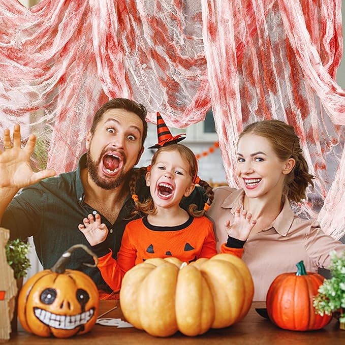 400" x 85" Halloween Creepy Cloth - Large Size Spooky Fabric - Scary Gauze Blood Creepy Cloth for Haunted House Party Yard Wall Doorway Decoration (red)