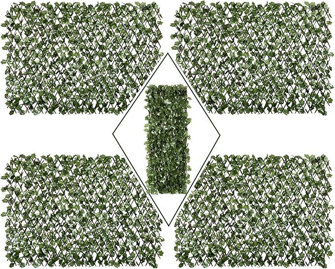 DOEWORKS Expandable Fence Privacy Screen for Balcony Patio Outdoor, Faux Ivy Fencing Panel for Backdrop Garden Backyard Home Decorations - 4PACK