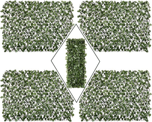 DOEWORKS Expandable Fence Privacy Screen for Balcony Patio Outdoor, Faux Ivy Fencing Panel for Backdrop Garden Backyard Home Decorations - 4PACK