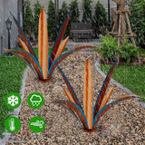 NIDONE Metal Yard Art, 9 Leaves Metal Agave Yard Art Tequila Rustic Garden Sculpture Statue for Garden Lawn Ornaments (Blue)