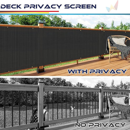 Windscreen4less 3'x10' Deck Balcony Privacy Screen for Deck Pool Fence Railings Apartment Balcony Privacy Screen for Patio Yard Porch Chain Link Fence Condo with Zip Ties Black