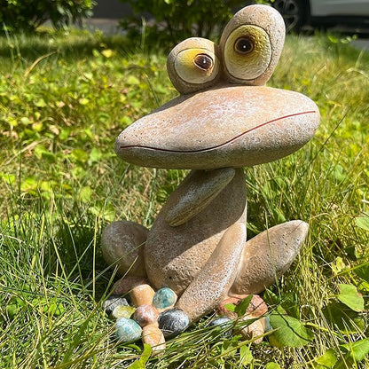 Funny Frog Garden Statue Outdoor Dec Cute Resin Animal Figurine Weatherproof for Yard Lawn Patio Garden Bed Pathway - Whimsical Indoor Outdoor Ornament Gift for Nature Lovers