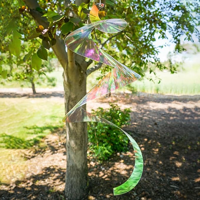 In the Breeze 9156 — 30-inch Iridescent Twister Tail — Suncatcher Wind Spinner for Yards and Gardens, Humane Animal Deterrent…