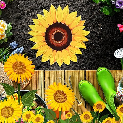 Tandefio 3 Pcs Sunflower Stepping Stones for Garden 12 Inch Decorative Stepping Stones Outdoor Heavy Duty Walkway Iron Pavers for Garden Decor Indoor Outdoor Patio Yard, Yellow Sunflower