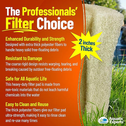 Aquatic Experts Cream COARSE Pond Filter Pad - 2 inch Thick - Bulk Roll Water Garden Filter Pond Media - Made in USA (18 inch by 72 inch)