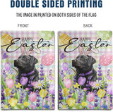 Happy Easter Labrador Dog Garden Flag Black Lab Spring Flags Buffalo Plaid Bunny Eggs Yard Flag for Outside 12x18 Double Sided Small Decorative Floral Outdoor Flag