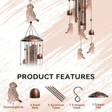 Golden Retriever Wind Chimes for Outside, Decorative Wind Chimes Golden Retriever Gifts for Women, Memorial Windchimes Outdoors with S Hook for Patio Garden Decor, Birthday Gifts for Mom (Copper)