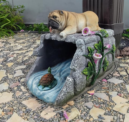 Dog Sculpture Gutter Diverter Rain,Deco Gutter Extension Downspout,Eco-Friendly Resin Statues Gutter Extender Diverter,Splash Block, Perfect Rain Gutter Downspout Extension for 3"x4" Downspouts