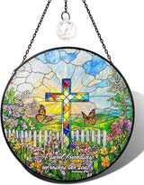 Christian Stained Glass Window Hanging Sun Catcher, Religious Faith for Mom or Grandma, Church Window Decor