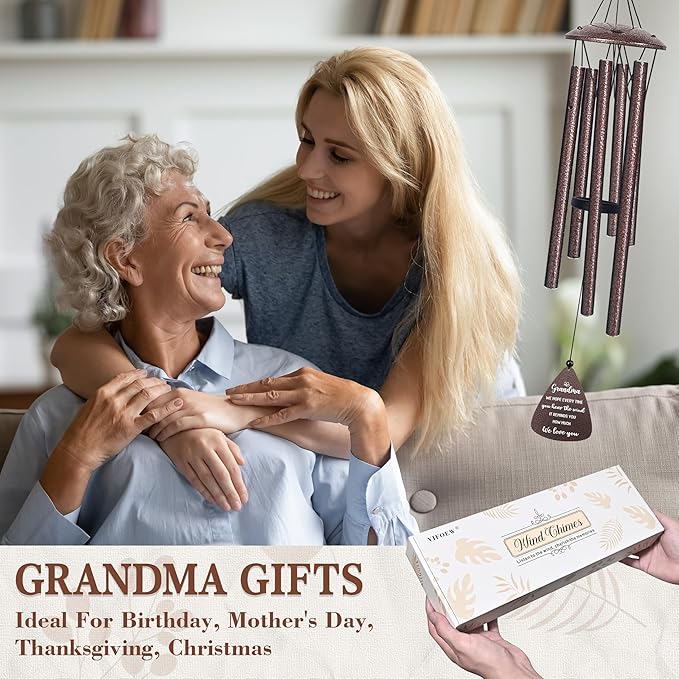 Mothers Day Gifts for Grandma, 32" Bronze Wind Chimes Grandma Gifts, Best Nana Ever Gift for Mothers Day Birthday Christmas, Gift for Grandmother Granny Grammy from Grandkids, Home Decor