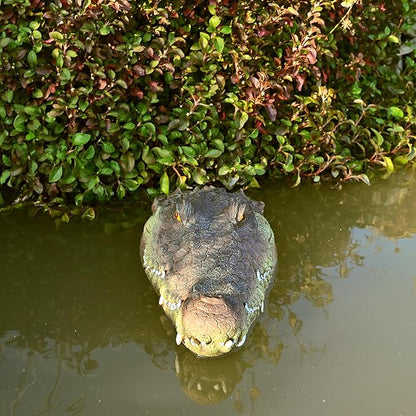 LUEUR Pond Floating Fake Alligator Head Decoy Crocodile Fake Head for Decorations Outdoor Pools Float Fake Gator Head Deterrent Ducks for Pond Decorations,Swimming Pool, Koi Pools