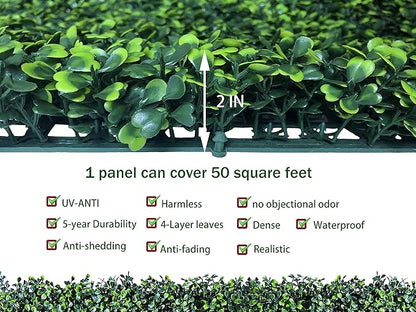 ODTORY Artificial Boxwood Roll: 60 X 120 in (50 sqft) UV-Anti Faux Ivy Boxwood Hedge Leaf Grass Wall for Patio Balcony Privacy, Garden, Backyard Greenery Wall Backdrop and Fence Decor