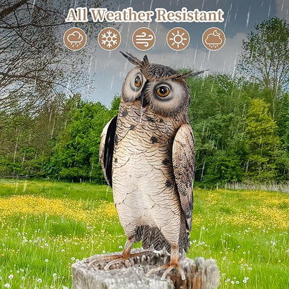 Shorayn Metal Owl Decor Garden Statue Outdoor Bird Yard Art Sculpture for Home Porch Patio Lawn Yard Decoration,Housewarming Birthday Gifts for Women