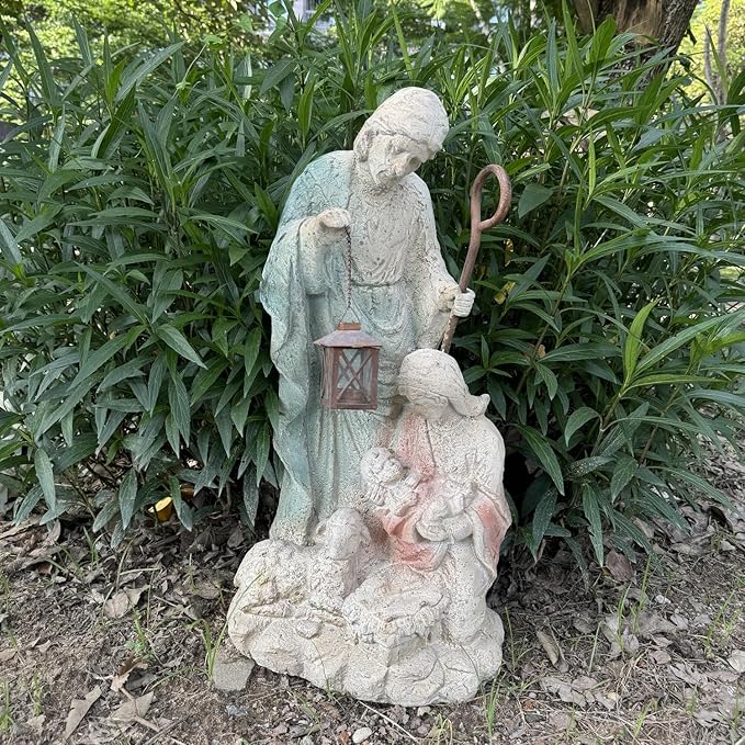 Holy Family Garden Statue Outdoor Sculpture H29inch Patio Yard Decorative Figurine Indoor Entryway Hallway Decoration
