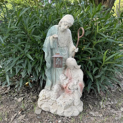 Holy Family Garden Statue Outdoor Sculpture H29inch Patio Yard Decorative Figurine Indoor Entryway Hallway Decoration