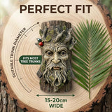 Tree Face Garden Statues Outdoor Decoration Clearance, Whimsical Old Man Tree Faces for Fence Hugger Sculpture, Wallmount Statue Fairy Art with Mushroom, Patio Home Hanging Decor, 6.9" x 2.8" x 9.8"