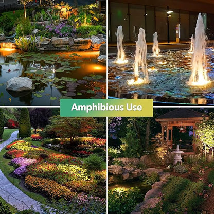 POPOSOAP Solar Pond Lights, 3-in-1 Warm White Underwater Pond Lights, IP68 Waterproof LED Landscape Spotlights for for Pond, Garden, Patio, Fountain, Pool, Waterfall Decoration(3 Head Lamp)-P63H