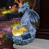 Dragon Solar Garden Statues Outdoor Decoration with Magic Orb,Dragon Figurine Solar LED Lights Lawn Décor,Outside Statue Ornament for Patio, Balcony, Yard,Unique Gifts for Mom Grandma