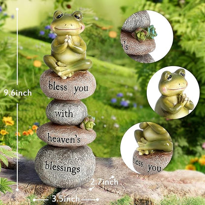 Garden Yoga Frog Statue Decor Meditation Zen Yoga Frog Figurines for Home and Garden Decoration, Gifts for Women Patio Yard Lawn Outdoor Sculptures, Bless You