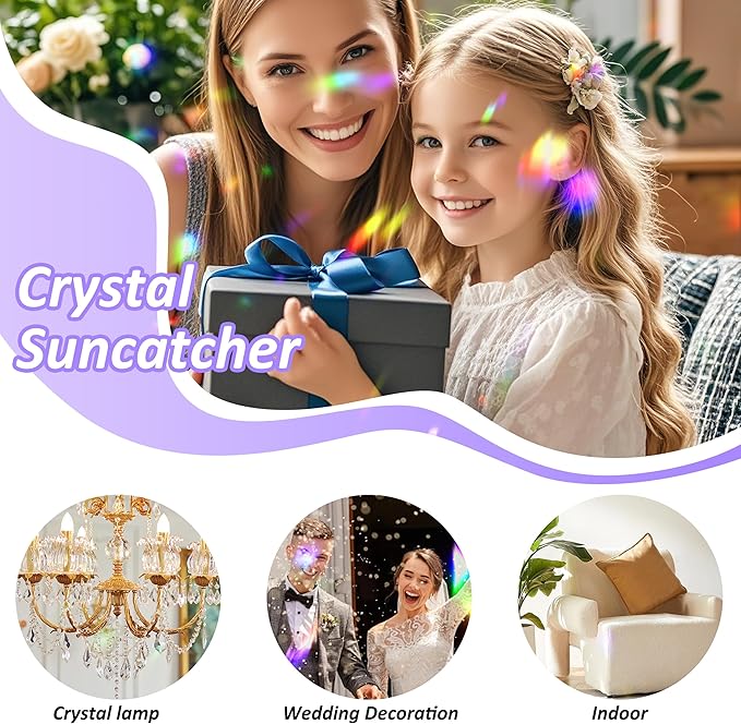 10pcs Crystal Sun Catcher, 38mm Hanging Clear Teardrops Chandelier Crystals Parts Prisms Pendants with Hook for Windows Lamps Christmas Ornaments Crystal Tree Decorations Home Decor (Clear)