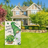Heyfibro Happy St. Patrick's Day Gnome Garden Flag 12x18 Double Sided Burlap, Shamrock Basket Yard Flag for Spring Seasonal Irish Holiday Farmhouse Yard Outdoor Decor(ONLY FLAG)