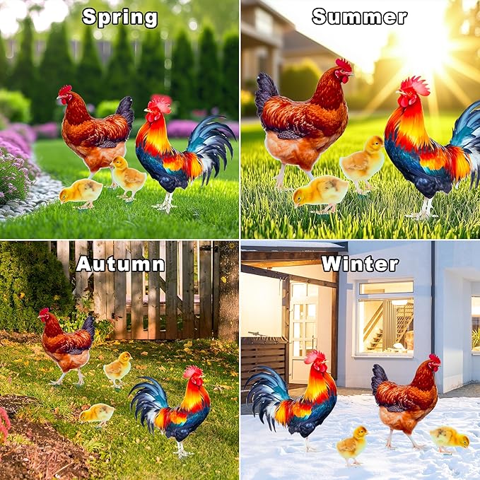 Chicken Decor Metal Garden Stakes Chicken Gifts for Women/Men Chicken Lovers Gifts Multicolor Statues for Yard Art, Outside, Patio, Outdoor Decor, Garden Decorations, Lawn Ornaments
