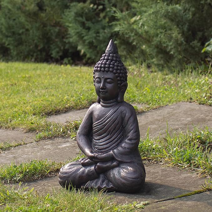 Northlight 17.5" Dark Brown Meditating Buddha Outdoor Garden Statue
