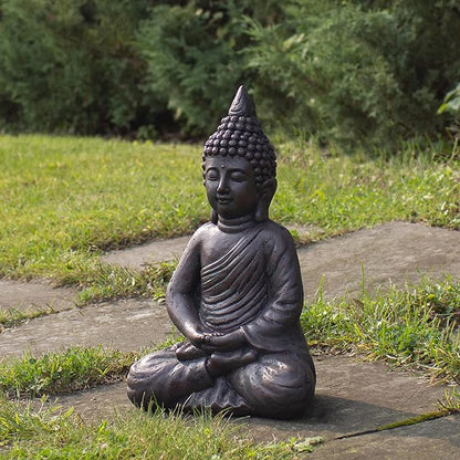 Northlight 17.5" Dark Brown Meditating Buddha Outdoor Garden Statue