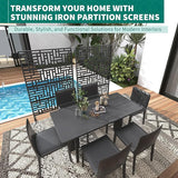 Garveelife Metal Privacy Screen 72" H×47" W for Outdoor Freestanding Decorative Privacy Wall Panels with Stand, Patio Balcony Screens for Outside Divider Deck Porch Garden, 1PC