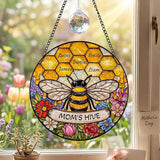 Personalized Mothers Day Stained Glass Gifts for Grandma, Custom Windows Hanging with Kids Name, Suncatcher Ornament Decor Mom Gift from Daugher