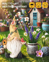 GoGnome Hand-Painted Resin Garden Gnome with Cardinal Figurine - 6.5" Summer and Spring Decorations for Home Decor and Yard - Gnome Gifts for All Ages (Yellow)