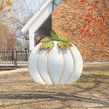 Glitzhome Oversized Ivory Pumpkin Yard Stake,39.5"H Metal Fall Pumpkins Garden Stake, Garden Standing Stakes or Hanging Pumpkin Signs for Autumn Harvest Thanksgiving Halloween Fall Outdoor Decorations