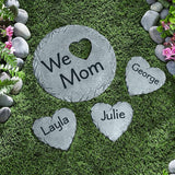 Let's Make Memories Personalized Garden Stone - Resin - Custom Garden Décor - Round Stone with Heart Cutout - for Dad - for Father's Day