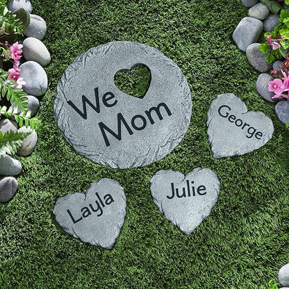 Let's Make Memories Personalized Garden Stone - Resin - Custom Garden Décor - Round Stone with Heart Cutout - for Dad - for Father's Day