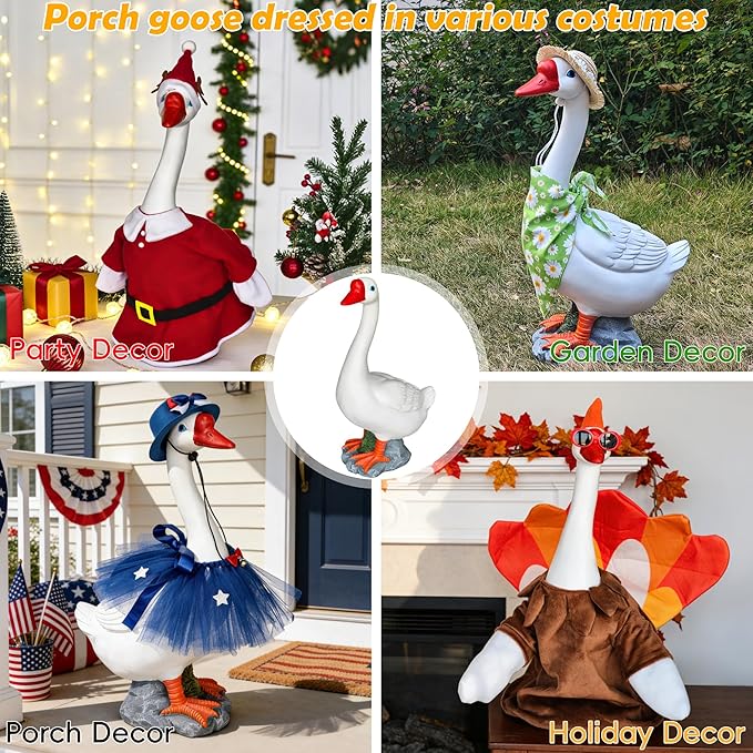 20" Large Porch Goose Statue Deocr, White Lifelike Lawn Goose Sculpture ,Resin Indoor or Outdoor Decorative Figurine for Garden, Patio, Yard, Entryway Accent, Unique Housewarming Gift, Gifts for Mom