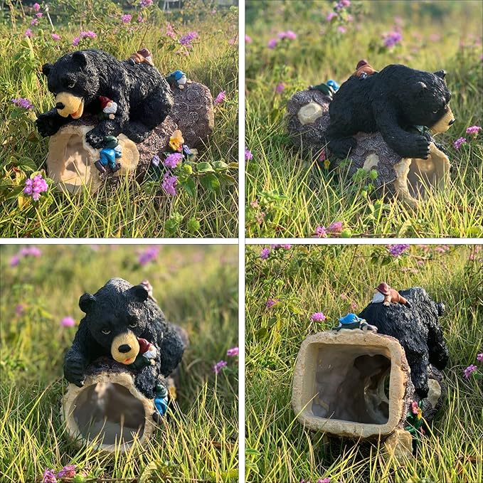 GARDEN WHISPER Bear Statue Decor, Bear Gutter Downspout Extension, Weather Resistant Resin, Outdoor Decorative