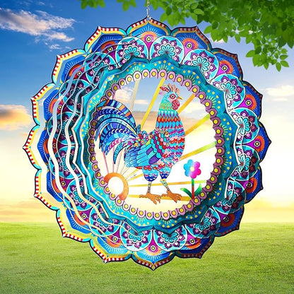 Aoedelyart Rooster Wind Spinner for Yard and Garden,12in Wind Spinners Outdoor Rooster Gifts,Chicken Gifts for Women Mother Grandma Wife Men Father,Garden Decor Metal Hanging Yard Art Wind Sculpture